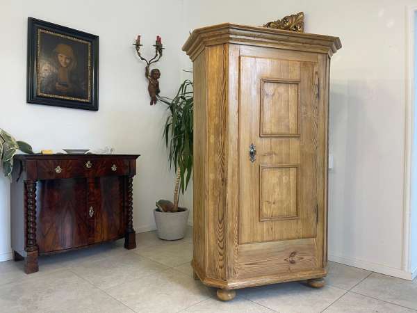 Bauernschrank 1 türig Biedermeier Naturholzschrank A5024