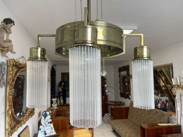 Jugendstil Luster Lampe Kronleuchter Messing A939