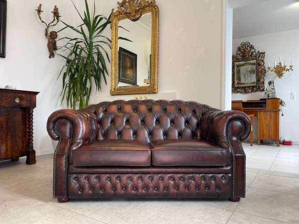 Chesterfield 2er Clubsofa Couch Zigarrenbraun A4572